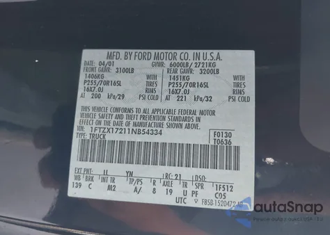 2001 Ford F-150 Xl/Xlt z USA, uszkodzony, nr VIN 1FTZX17211NB54334